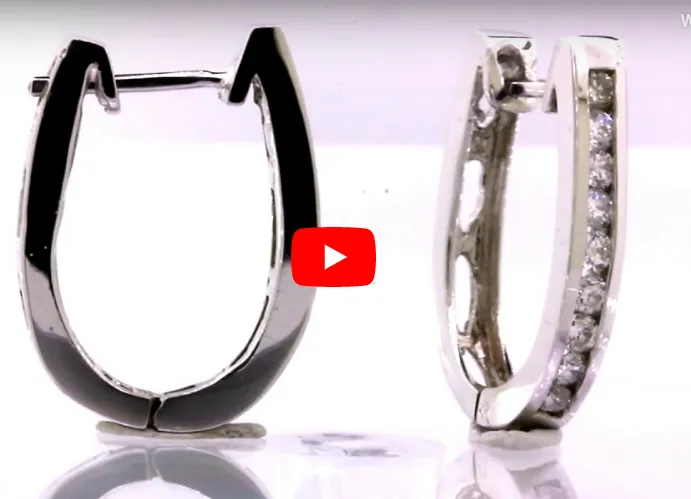 0.79 CT TW Round Diamond Hoop Earrings 14K White Gold DER014