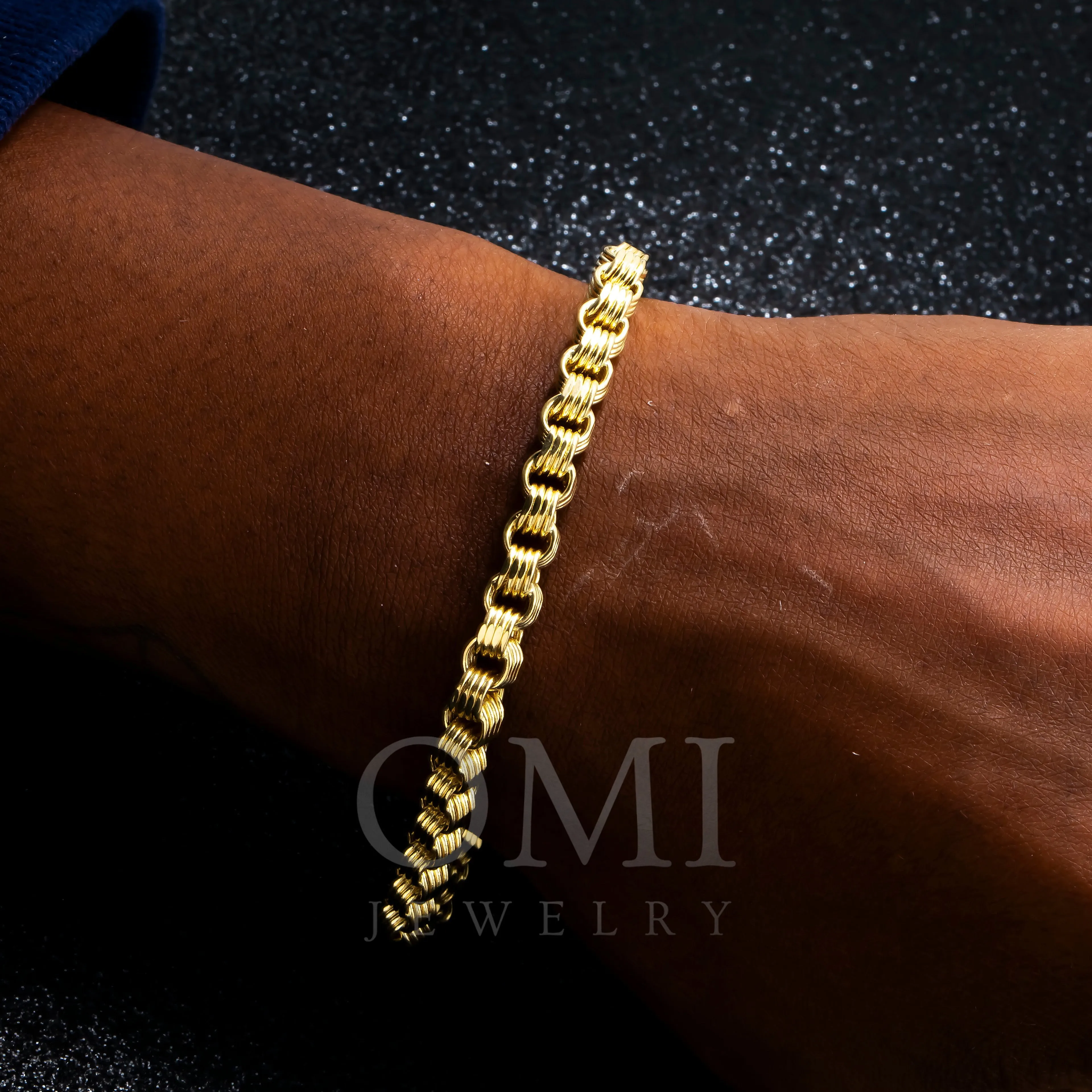 10K GOLD HOLLOW BOX BYZANTINE CHAIN BRACELET