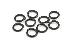 10mm Jump Rings, 25 Oxidized Brass Black Jump Rings (10x1.5mm) D0231 S789