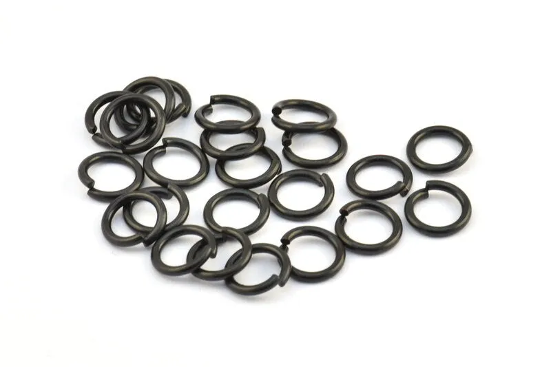 10mm Jump Rings, 25 Oxidized Brass Black Jump Rings (10x1.5mm) D0231 S789