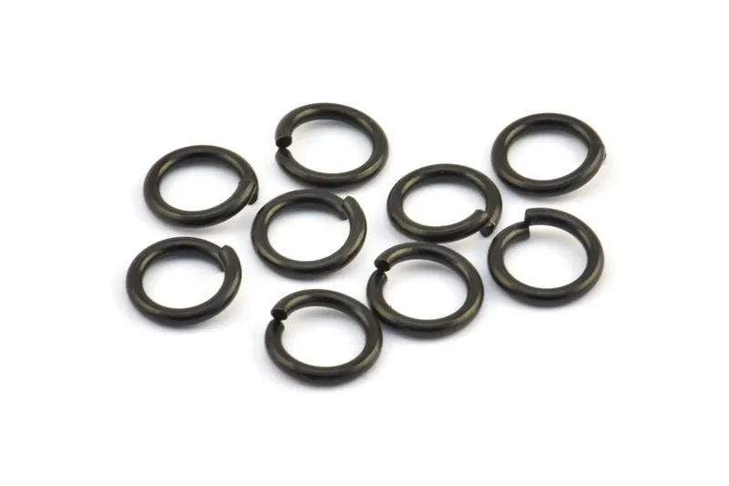 10mm Jump Rings, 25 Oxidized Brass Black Jump Rings (10x1.5mm) D0231 S789