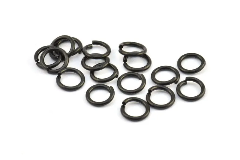 10mm Jump Rings, 25 Oxidized Brass Black Jump Rings (10x1.5mm) D0231 S789