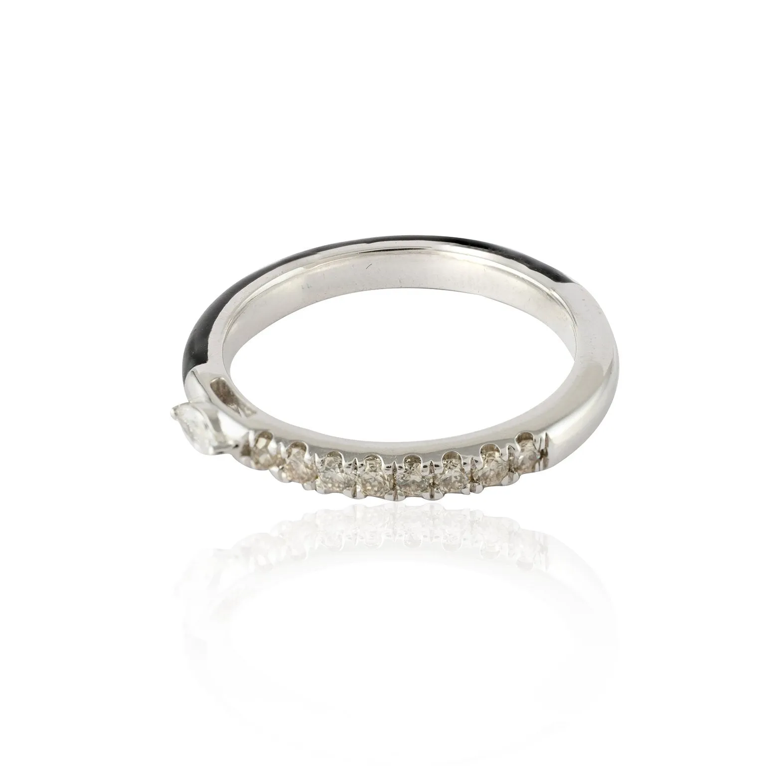 14K Gold Diamond Black Enamel Ring