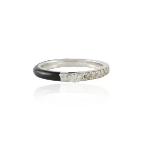 14K Gold Diamond Black Enamel Ring