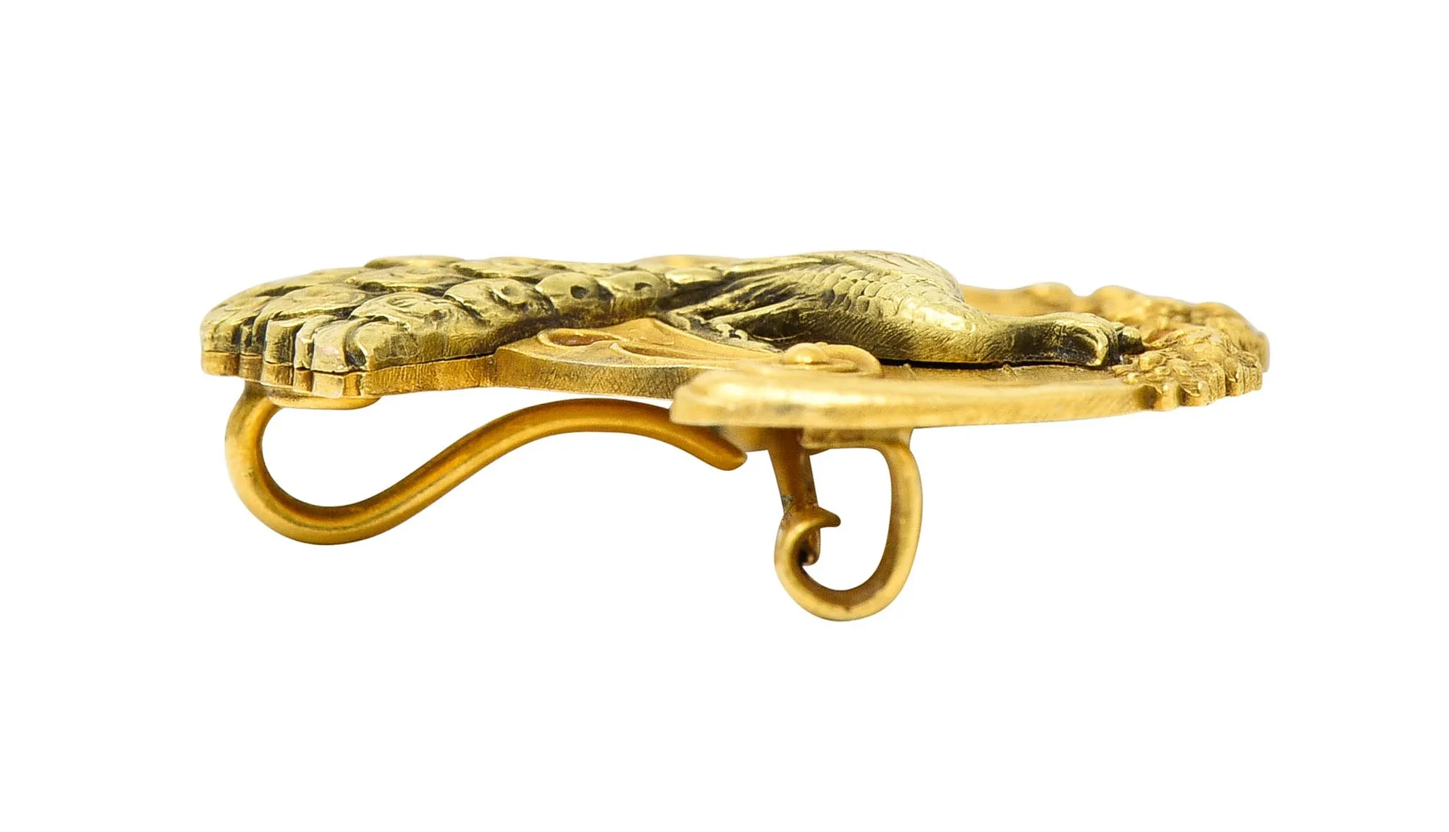 1900 Art Nouveau 14 Karat Two Tone Gold Peacock Brooch