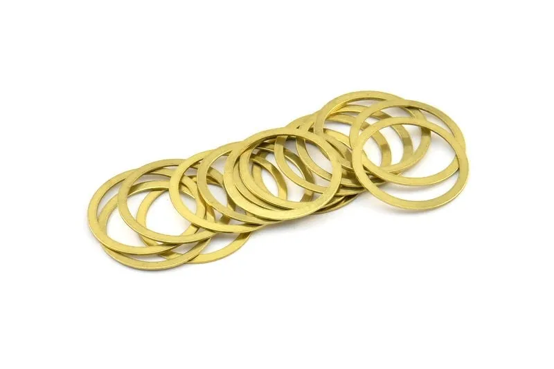 19mm Connector Rings, 20 Raw Brass Connector Circle Rings (19mm) Brs 448 A0186