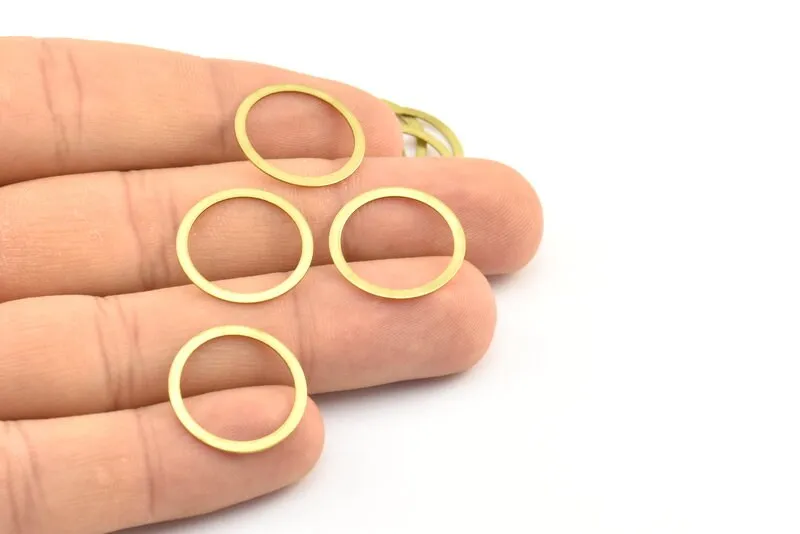19mm Connector Rings, 20 Raw Brass Connector Circle Rings (19mm) Brs 448 A0186