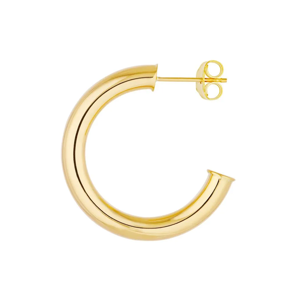 4mm Tube Hoop Post Earrings | Yellow Gold