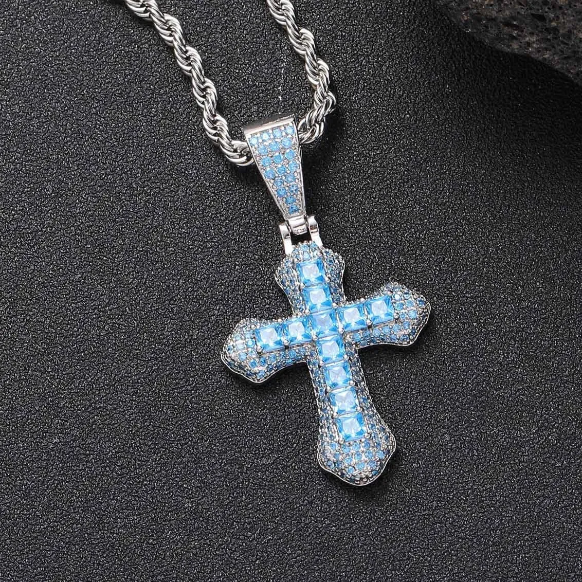 Blue Diamond Cross Pendant