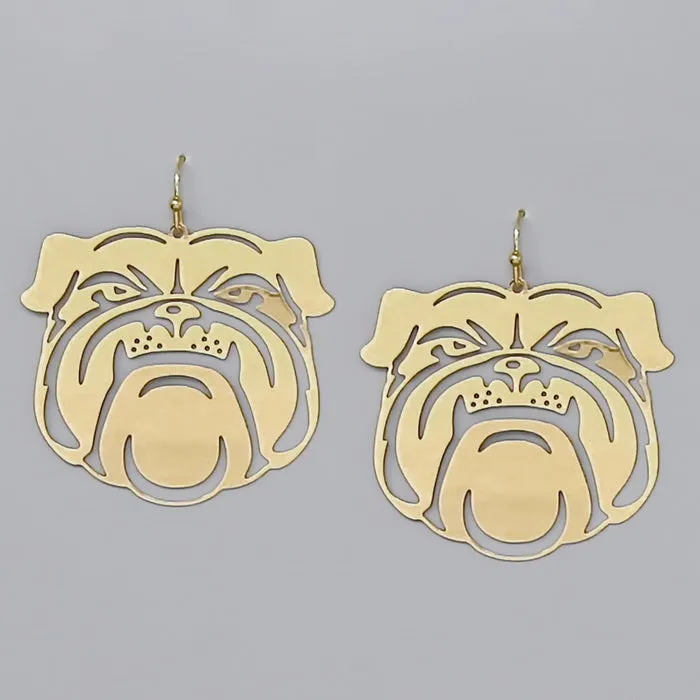 Bulldog Cutout Filigree Earrings