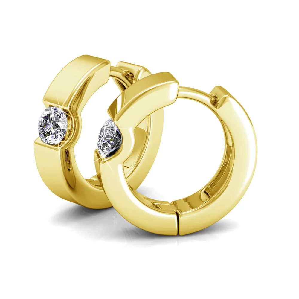 Charlie 18k White Gold Plated Hoop Earrings with Round Crystals