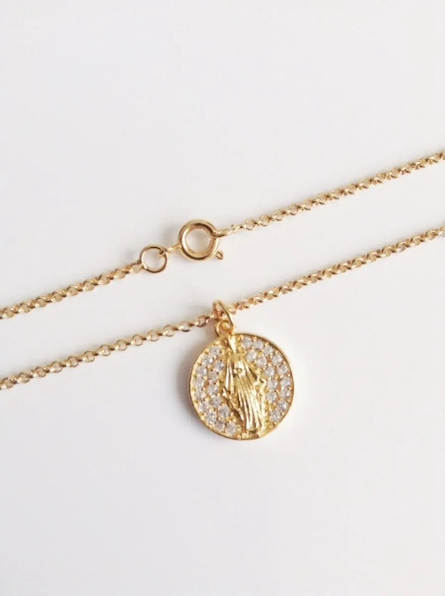 Coin Necklace Gold Miraculous Medal, Hip Hop Jewelry, Virgin Mary Coin Pendant, Blessed Mother Mary Medallion, Medalla Virgen La Milagrosa