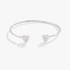 Crystal Accent Heart Flex Cuff Bracelet