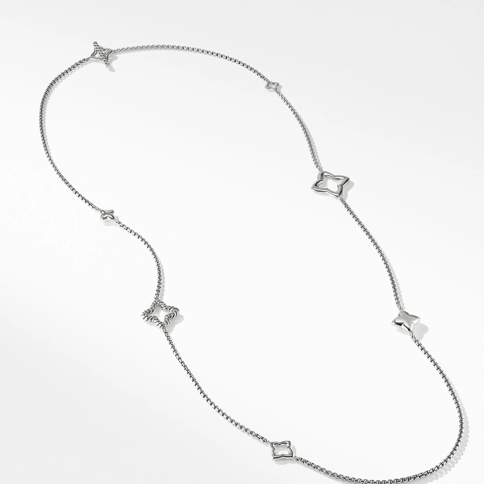 David Yurman Silver Quatrefoil Chain Necklace