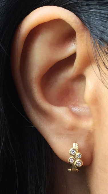 Diamond Cluster Hinged Hoop Earrings