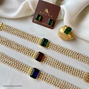 Elegant Pearl Choker Combo Set