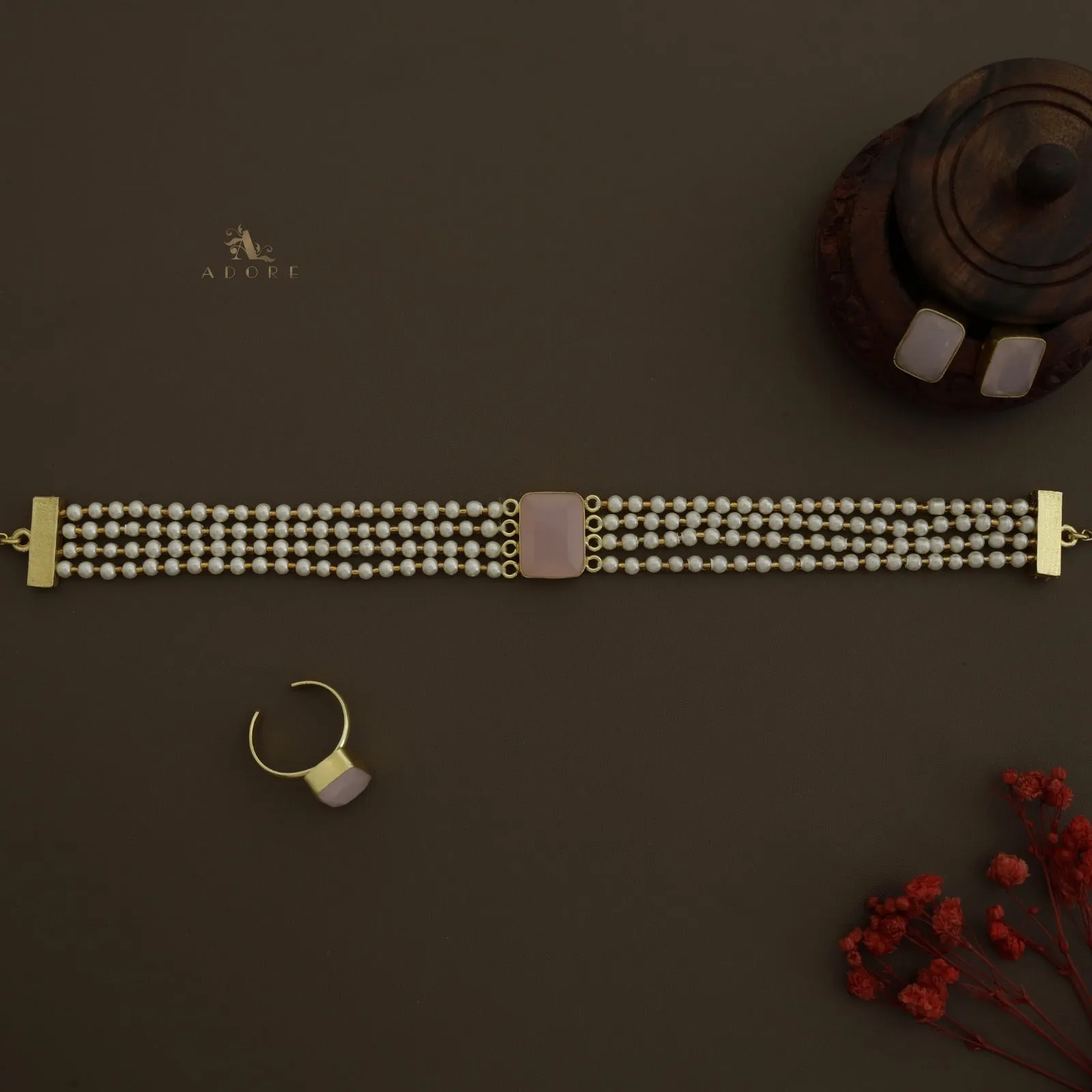 Elegant Pearl Choker Combo Set
