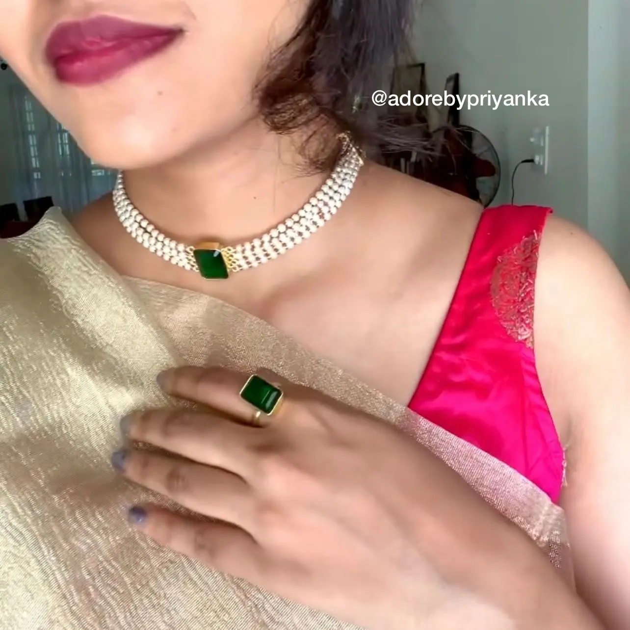Elegant Pearl Choker Combo Set