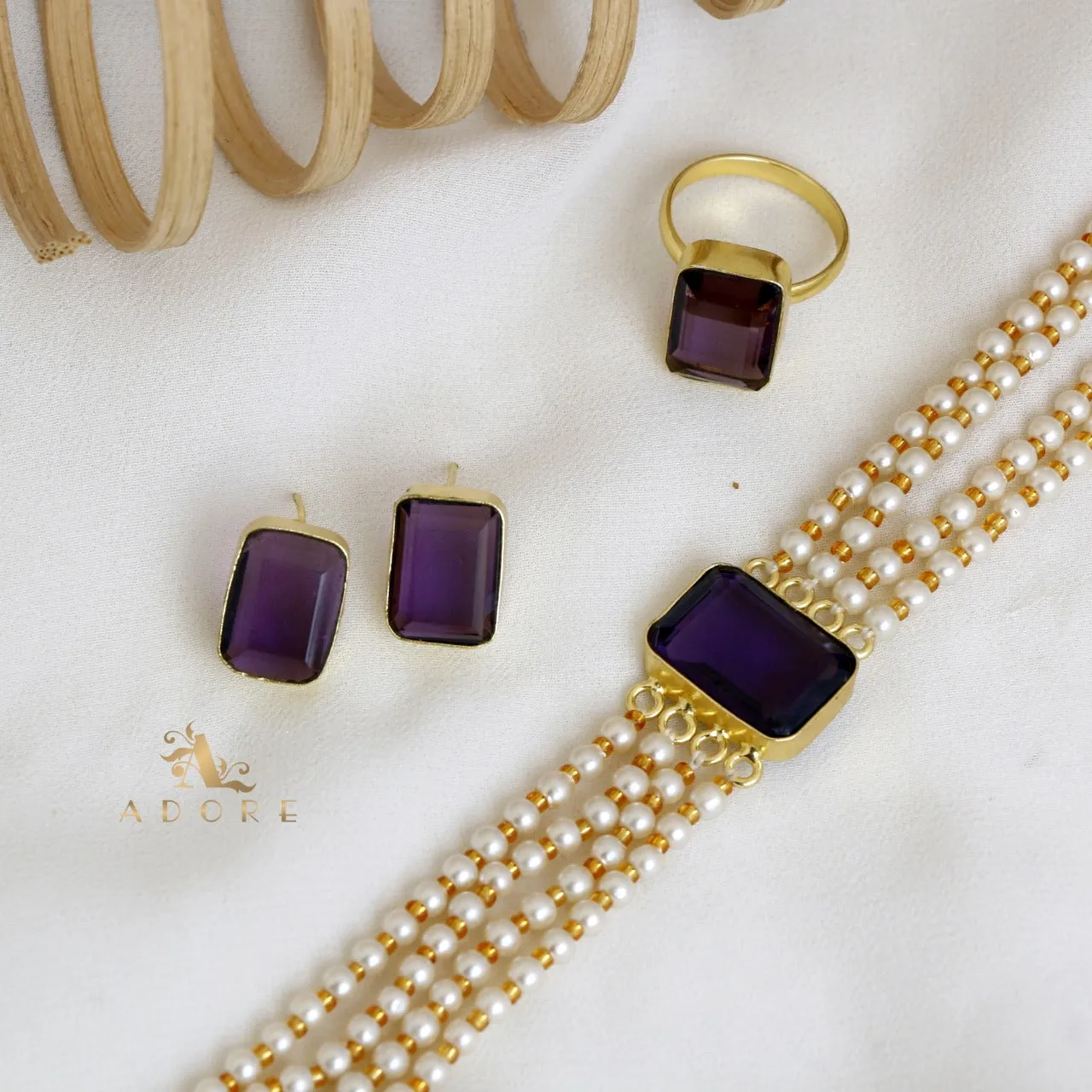 Elegant Pearl Choker Combo Set