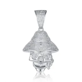 Iced Out Skull Pendant - Silver