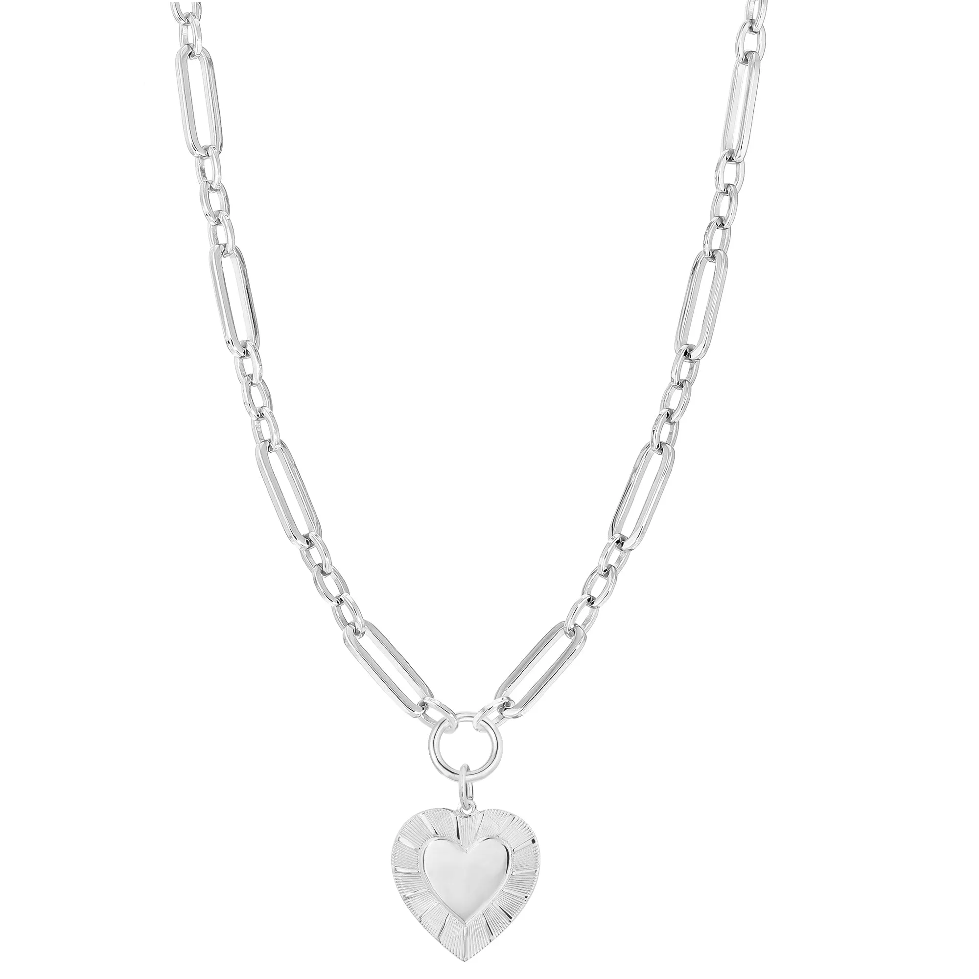 Large Multi Link Chain & Heart Pendant Necklace by eklexic