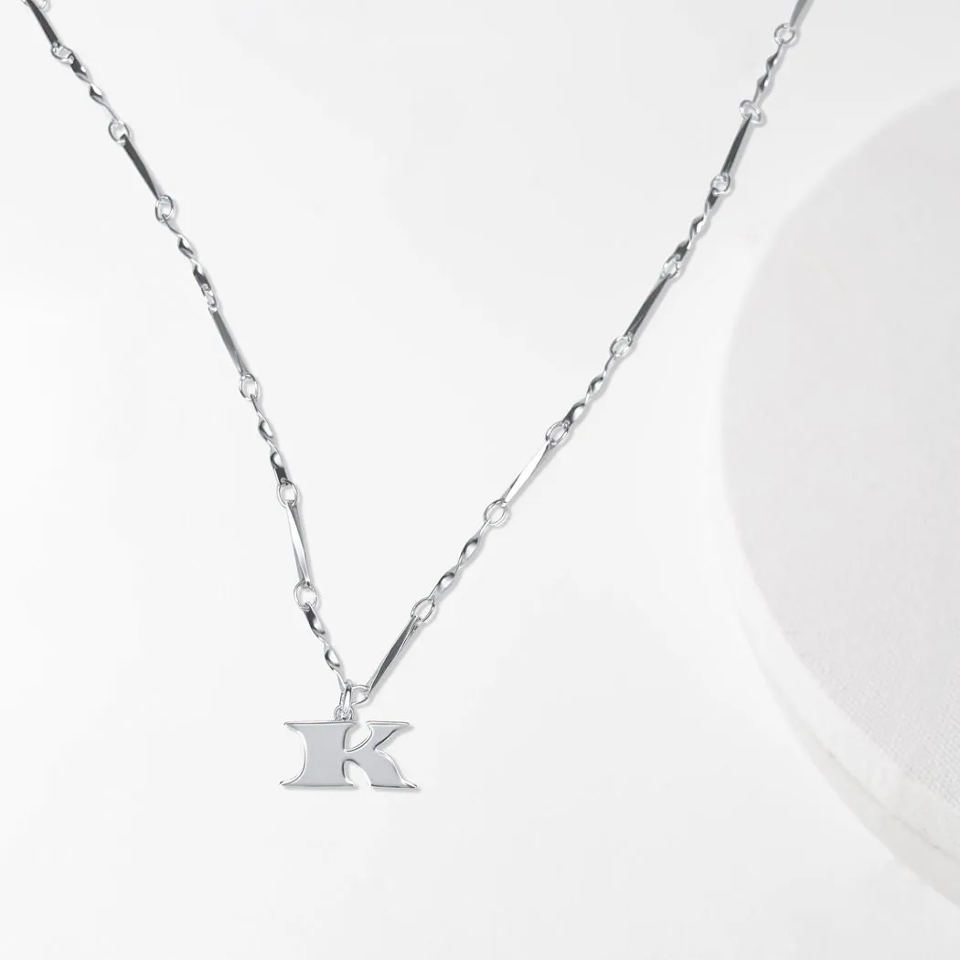 Letter Necklace (K) - Silver