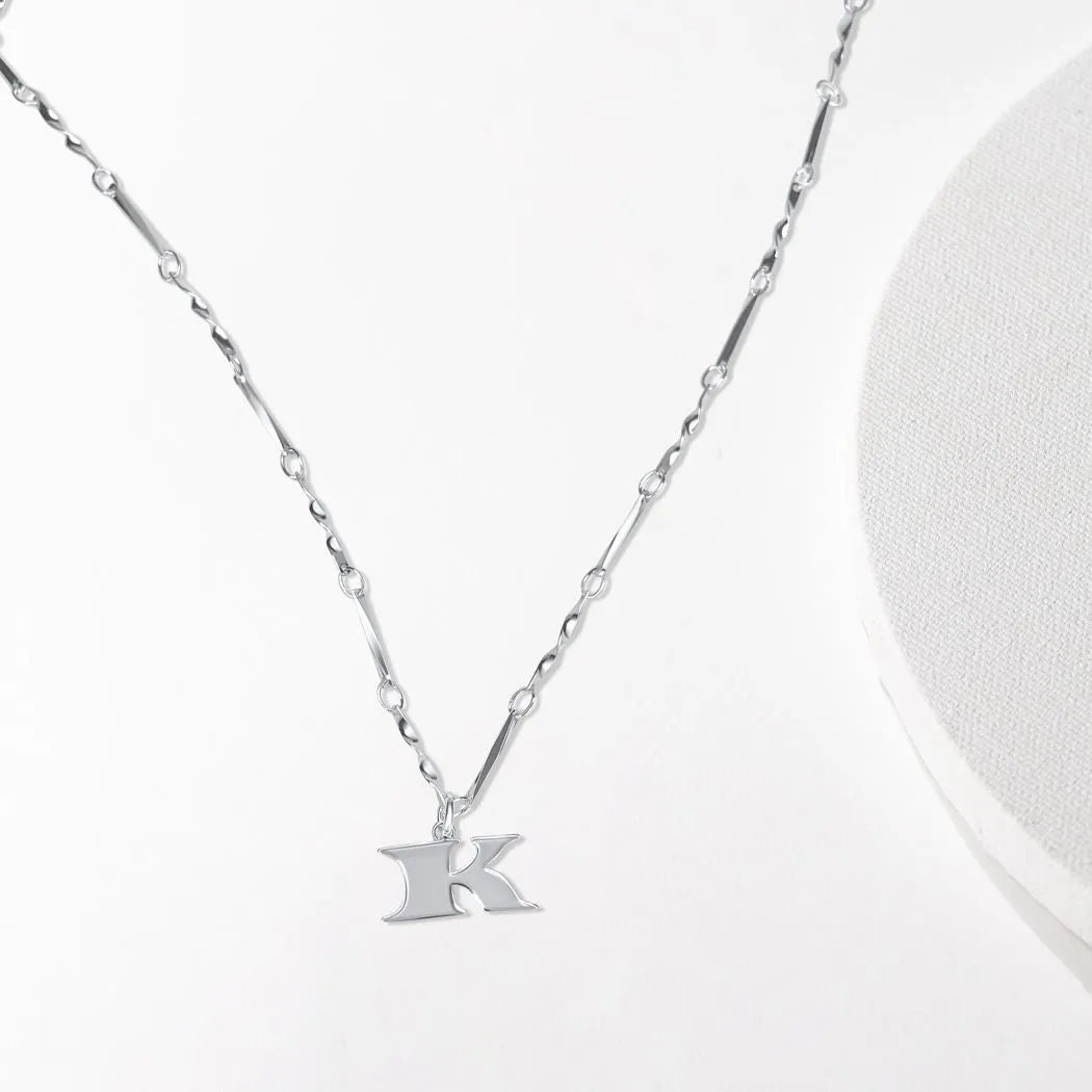 Letter Necklace (K) - Silver