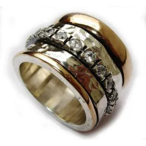 Meditation rings Spinning gold silver ring CZ zircons band