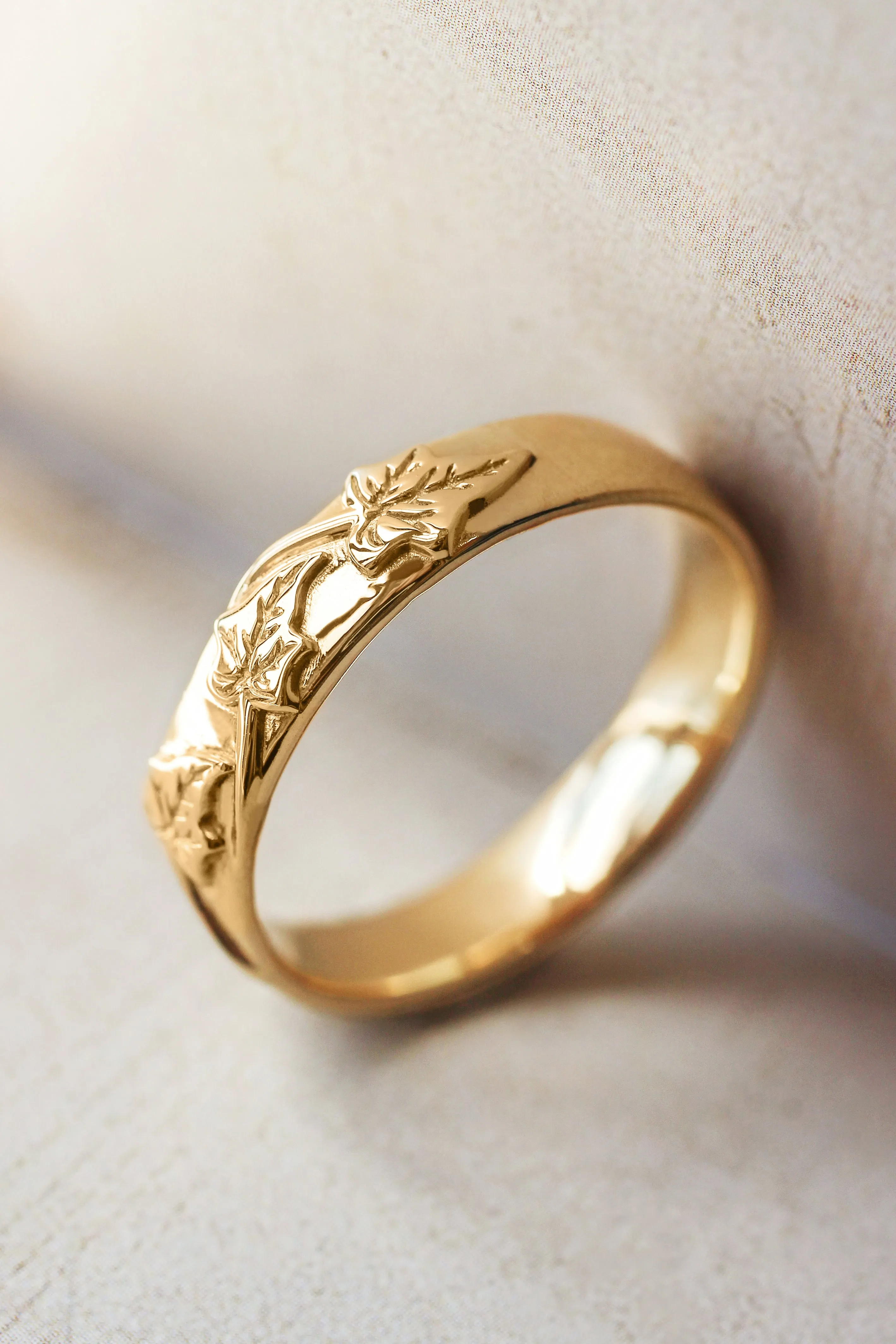 Men's wedding band, ivy leaves ring