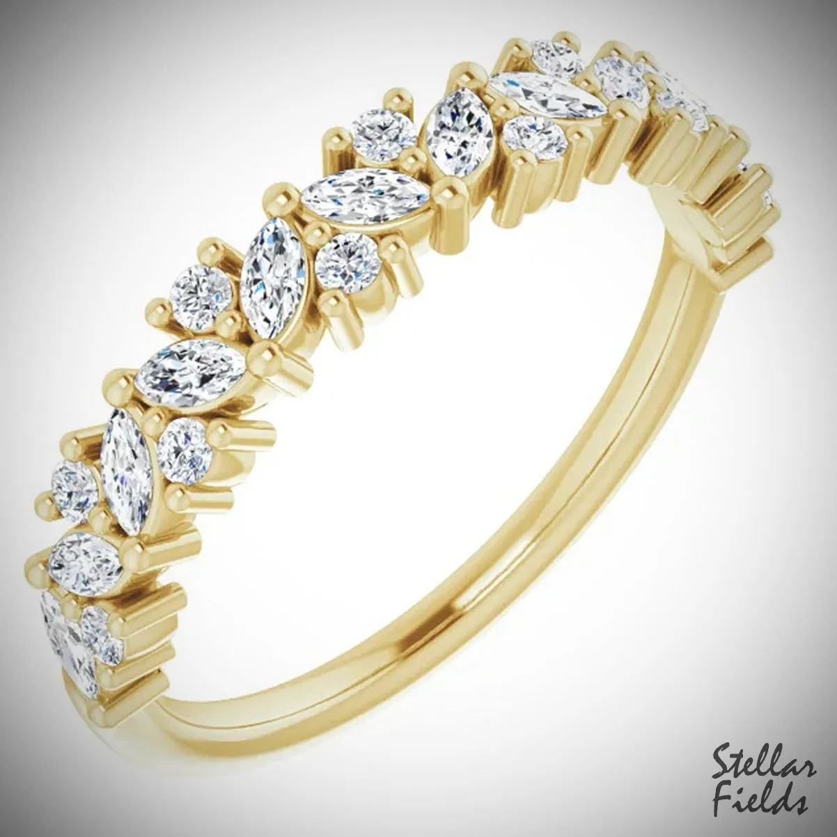 Moissanite Cluster Wedding Band