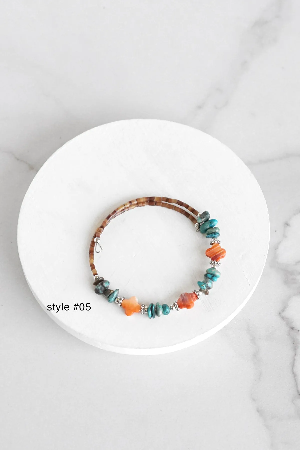 Navajo Handmade Wrap Bracelet Turquoise Amethyst Spiny Pearl Coil Layering Bracelets