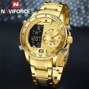 Sure, heres an optimized title for the product:

Naviforce NF9 Mens Luxury Analog Sports Watch with Leather Strap and Water Resistance