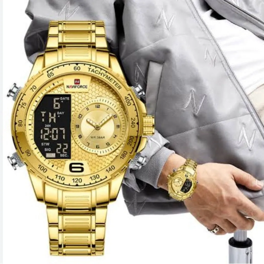 Sure, heres an optimized title for the product:

Naviforce NF9 Mens Luxury Analog Sports Watch with Leather Strap and Water Resistance