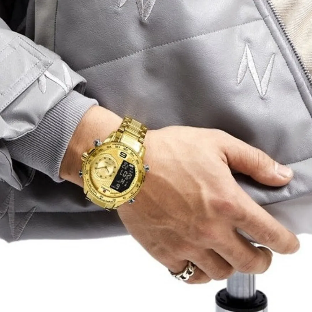 Sure, heres an optimized title for the product:

Naviforce NF9 Mens Luxury Analog Sports Watch with Leather Strap and Water Resistance