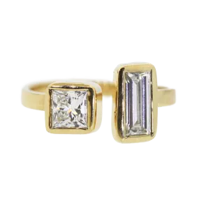 Open Shank Princess & Emerald Cut Diamonds Engagement Ring