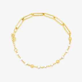 Pearls & Paperclip Links Bracelet