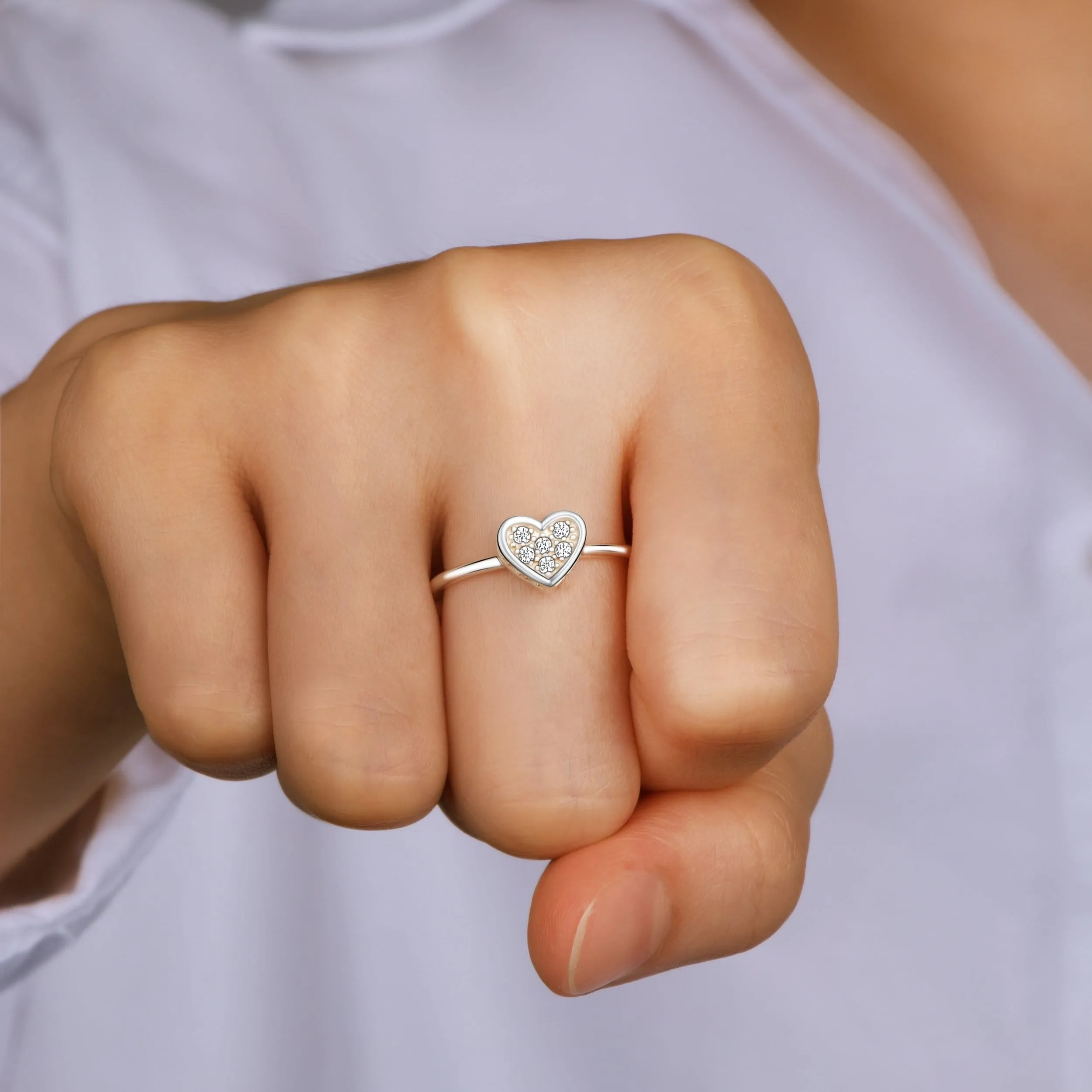 Petite Sterling Silver Heart Rings