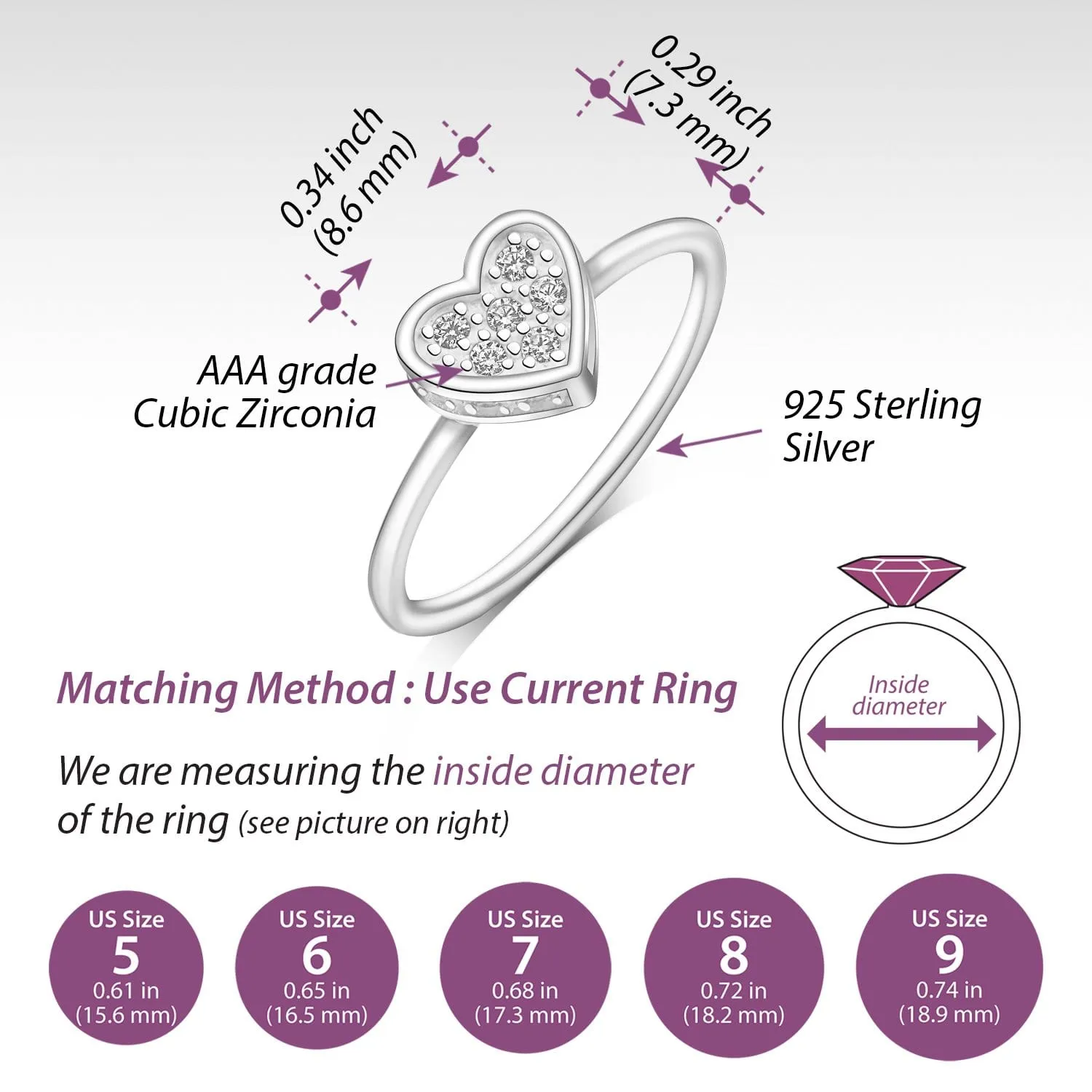 Petite Sterling Silver Heart Rings