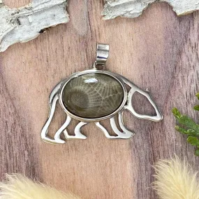 Petoskey Stone Bear Pendant