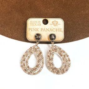 Pink Panache | Light Colorado Ignite Cushion Cut Post Earrings with Triple Layered Teardrop in Cream Mix