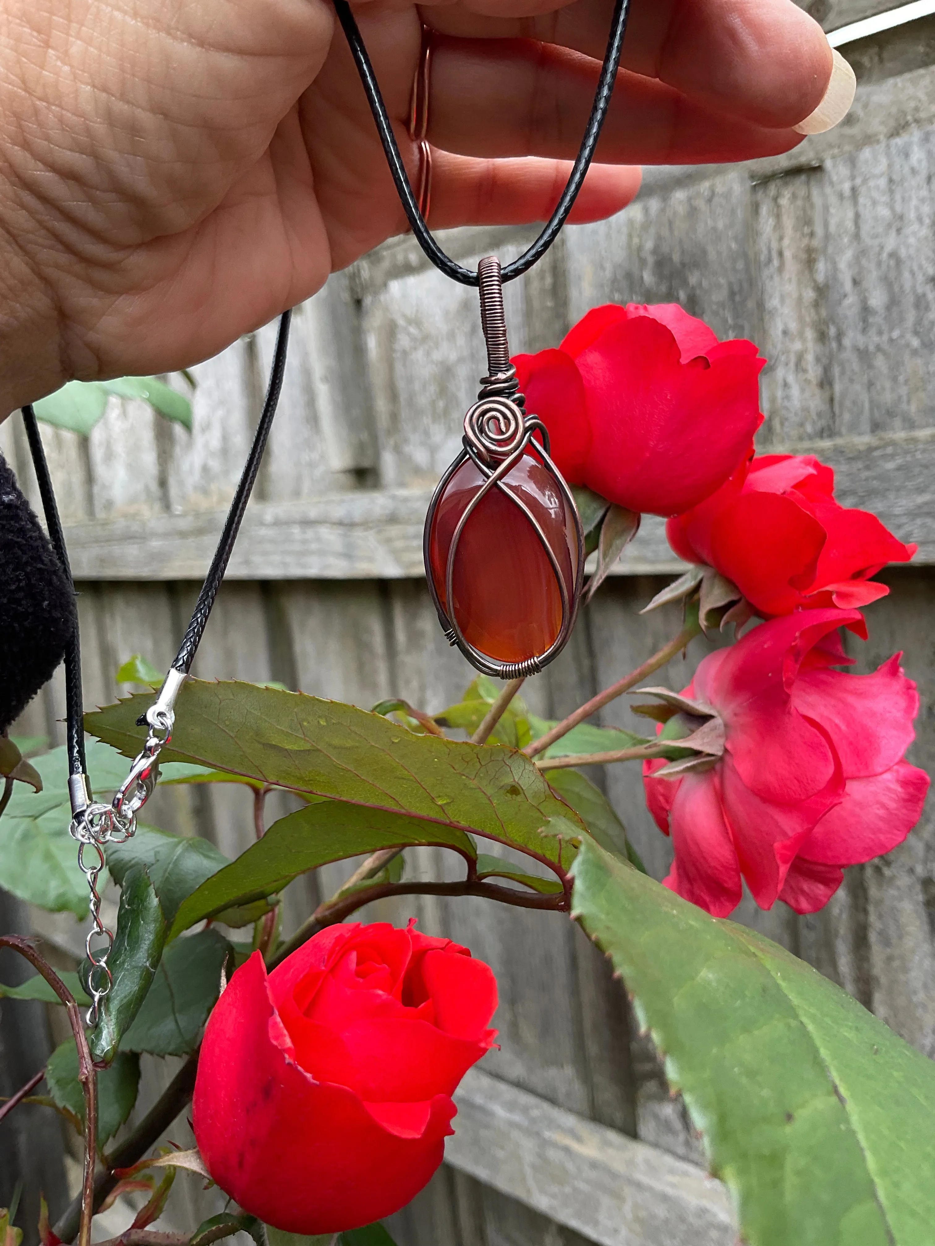 Red Agate Wirewrapped Pendant