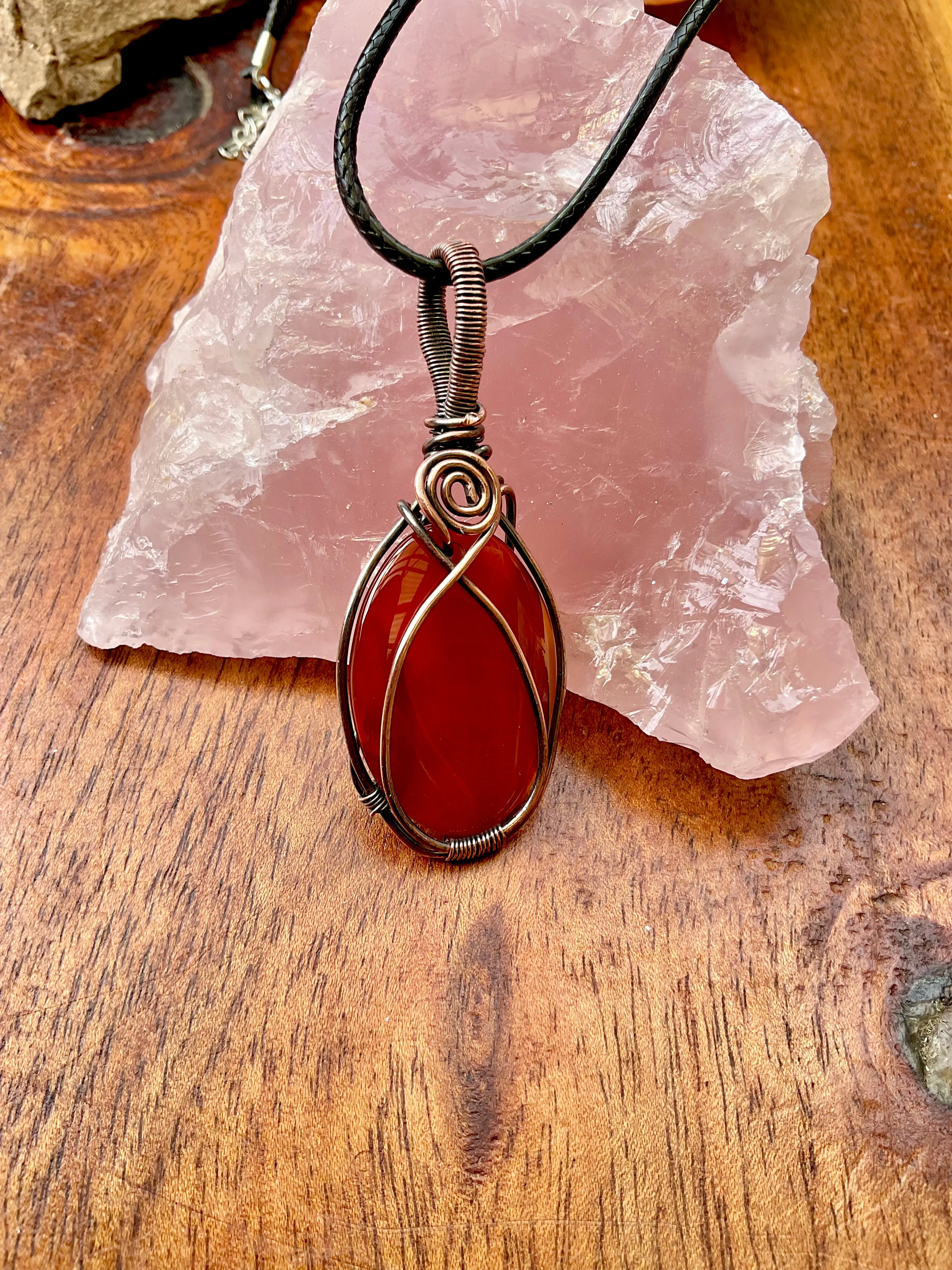 Red Agate Wirewrapped Pendant