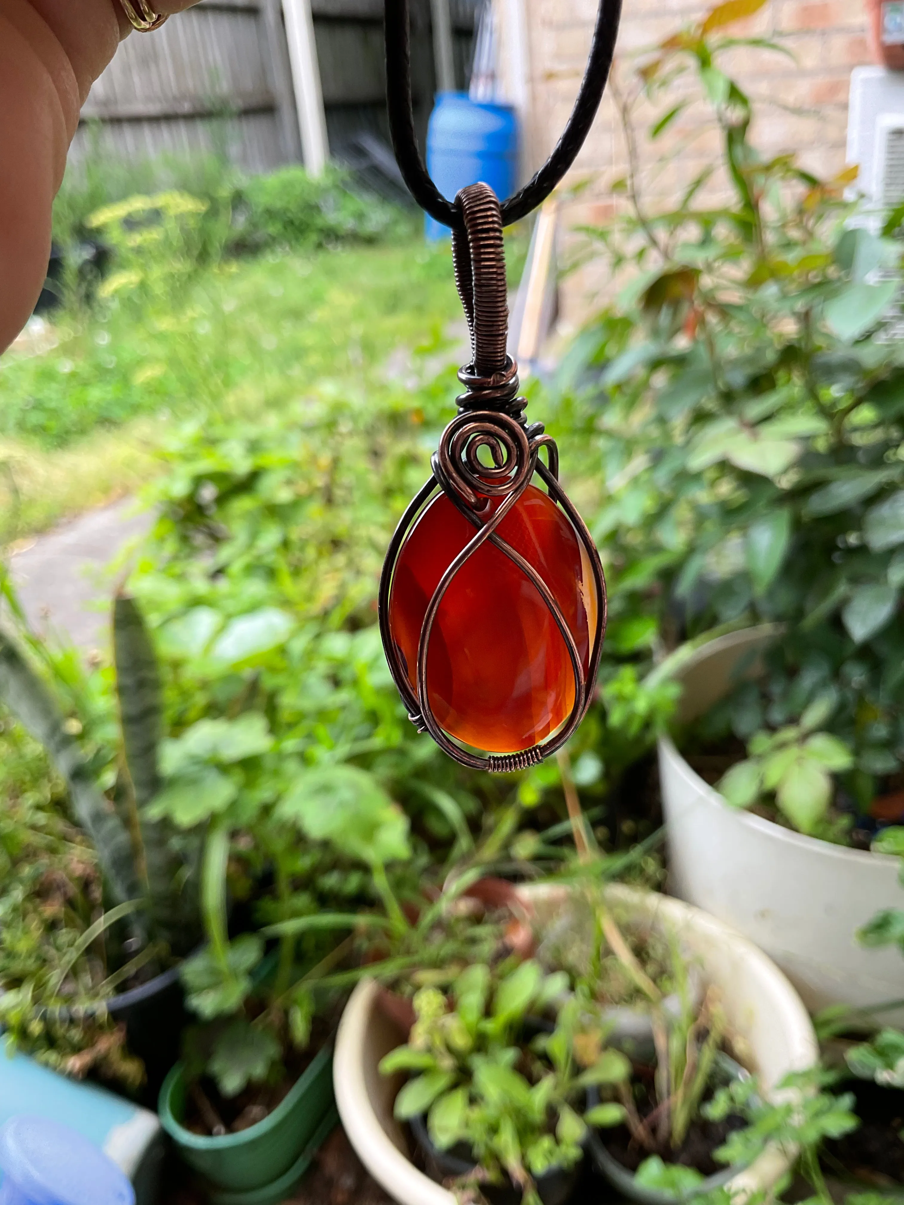 Red Agate Wirewrapped Pendant