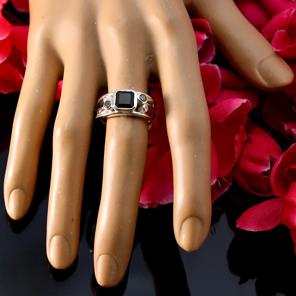 Riyo Drop-Dead Gemstones Black Onyx 925 Rings Jewelry Collection
