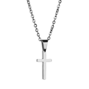 Small Modern Cross Necklace - Silver