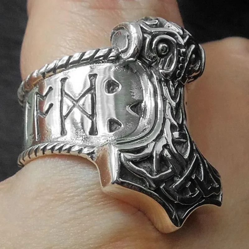 Sterling Silver Thor's Hammer Ring
