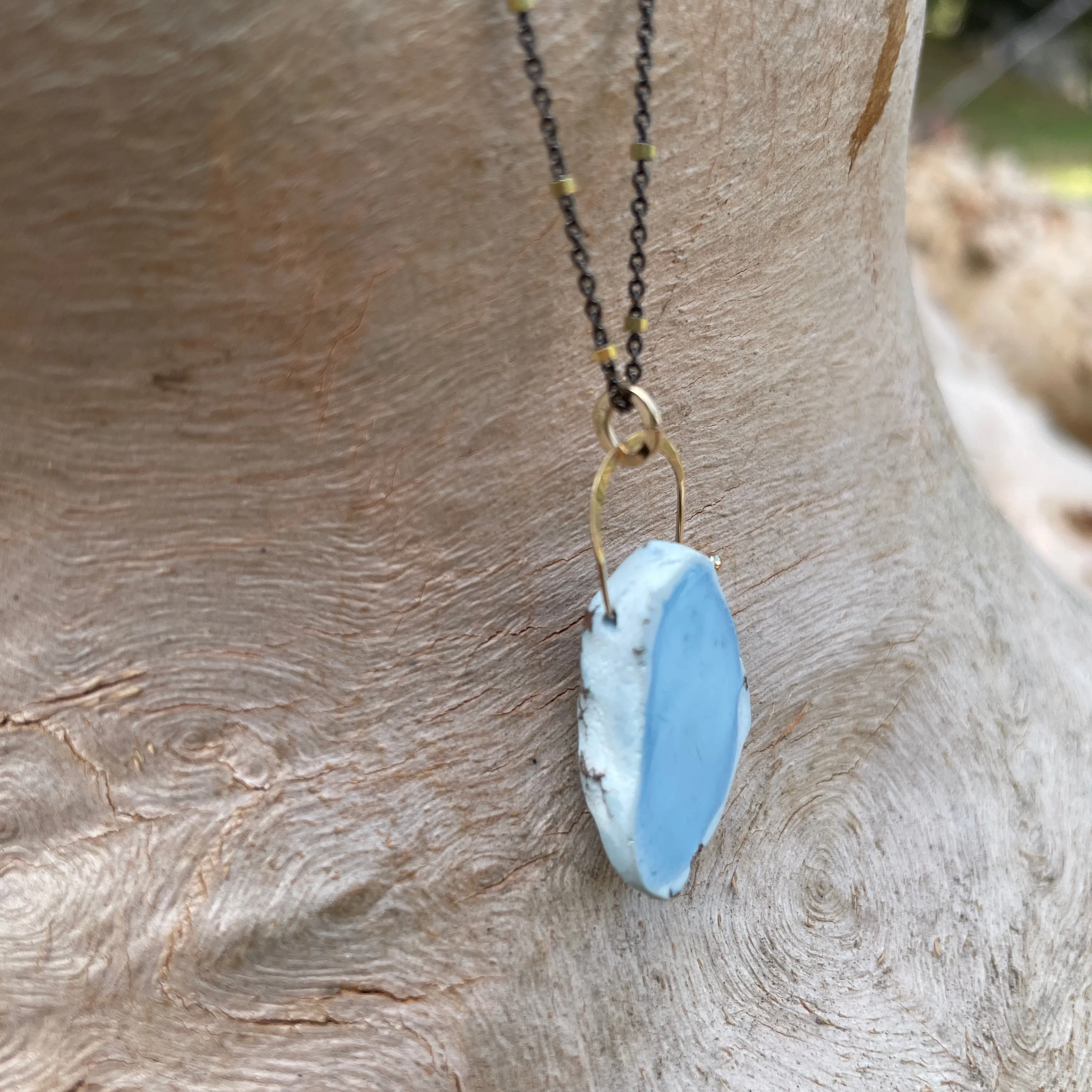 Stirrup Golden Hills turquoise 14kygf necklace