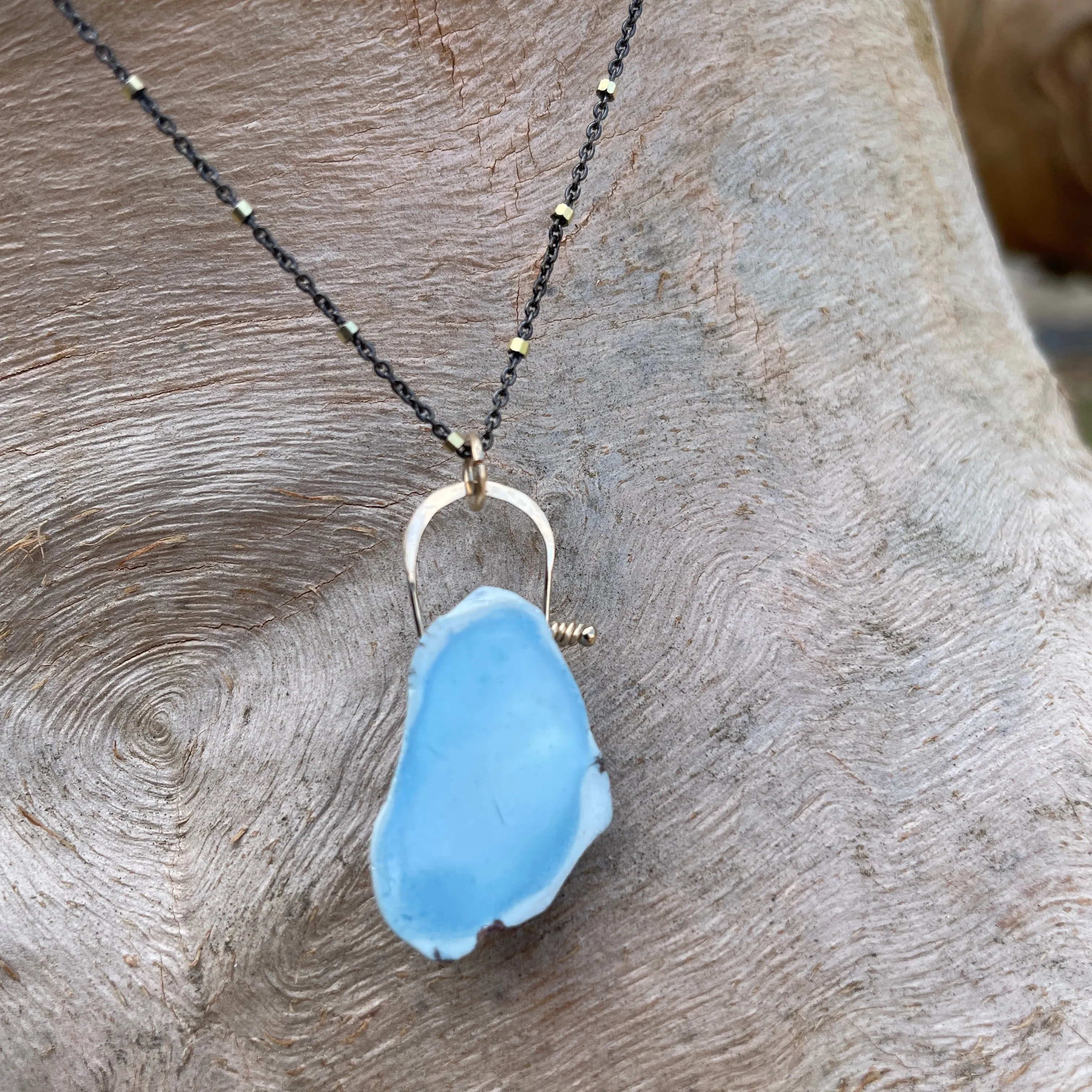 Stirrup Golden Hills turquoise 14kygf necklace