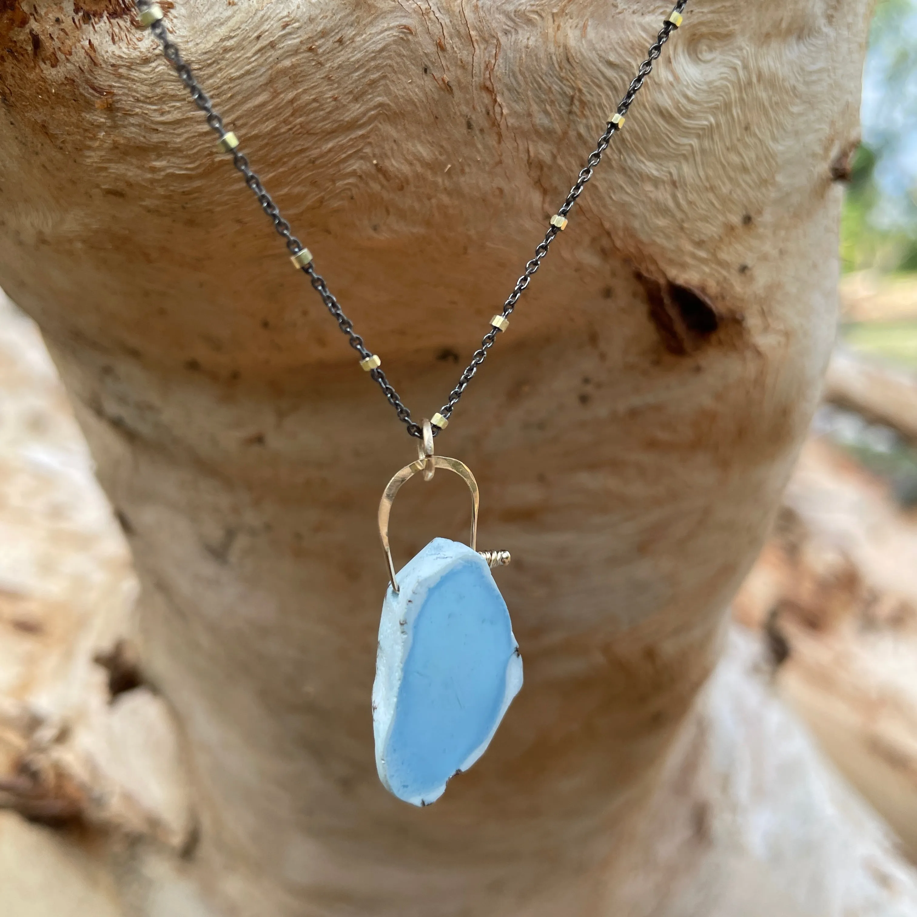 Stirrup Golden Hills turquoise 14kygf necklace