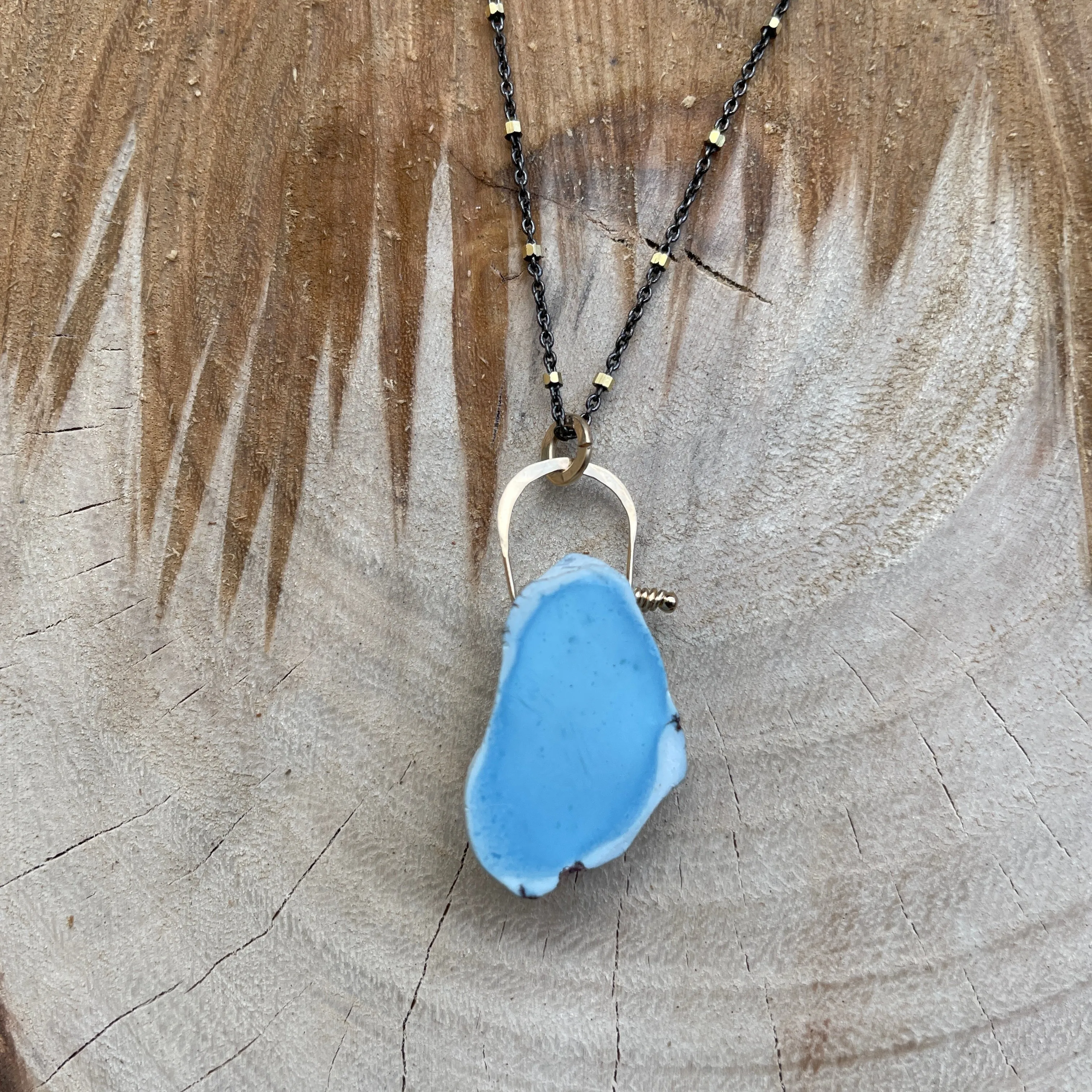 Stirrup Golden Hills turquoise 14kygf necklace